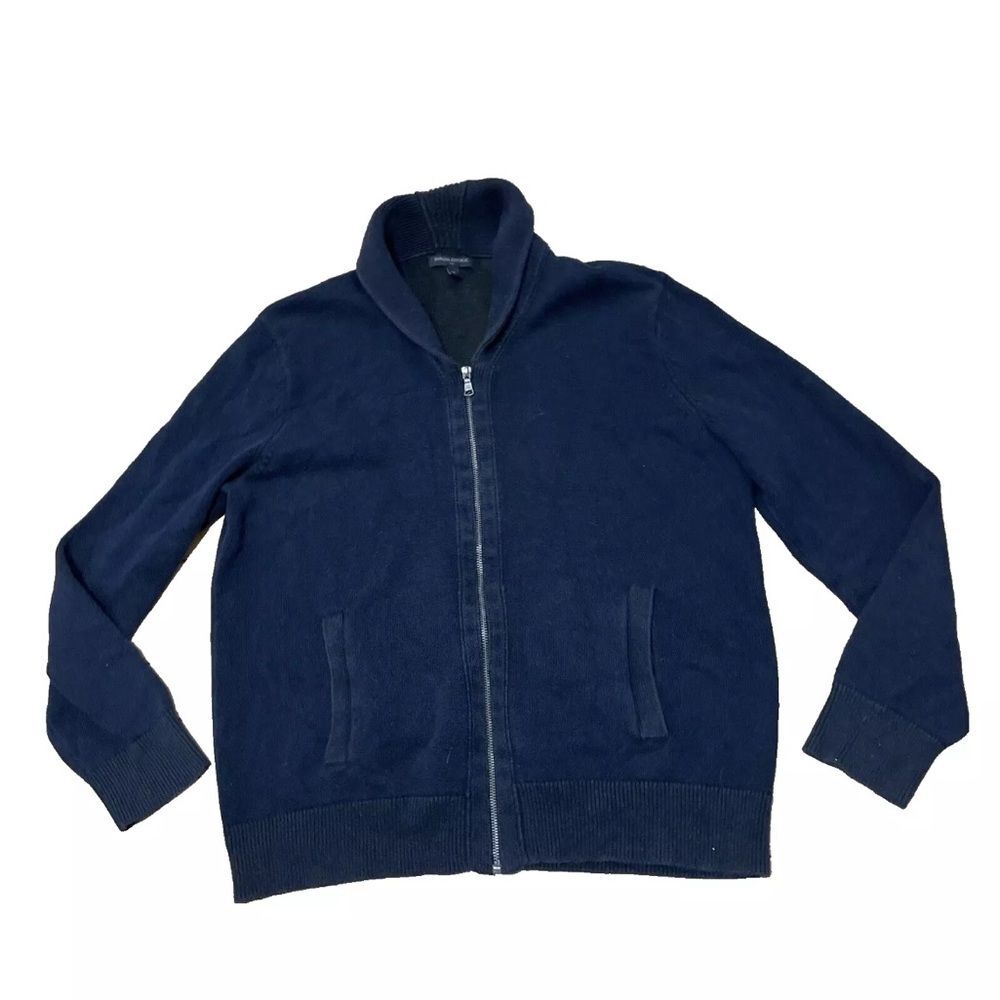 Banana Republic Cardigan Men XL Navy Blue Shawl Neck Full Zip Knit Sweater Golf